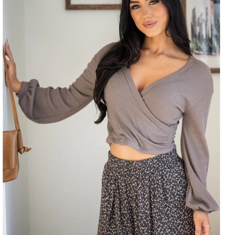 Sozy Lea long Sleeve Crop - London Gray